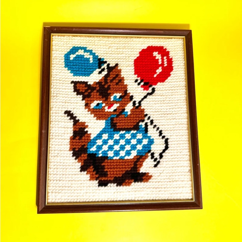 Vintage Needle Point, Kitsch, 70s